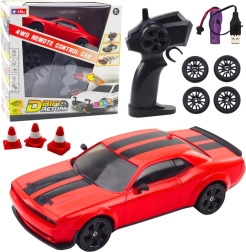 Coche RC de drift 4WD con ruedas intercambiables – rojo