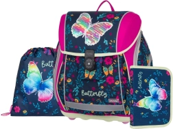 Školní set premium light mariposa – mochila, bolsa y estuche