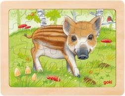 Goki puzzle de madera de animales del bosque – cerdito, 24 piezas
