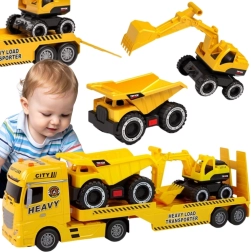 Camión grúa de construcción Woopie con volquete y excavadora