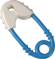 Sonajero infantil de imperdible azul y blanco