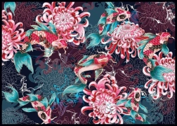 Puzzle Secret Garden: Carpas koi y crisantemos de 1000 piezas