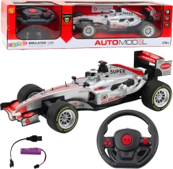 Coche de carreras RC 1:12 con control remoto, luces y sonidos - Plateado
