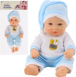 Muñeco bebé de tela con pijama azul 30 cm