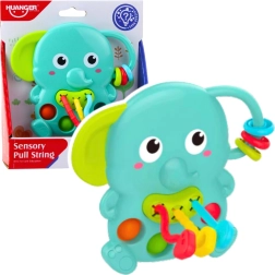 Sonajero sensorial elefante verde con elementos móviles