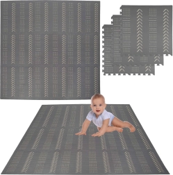 Humbi alfombra de puzle de espuma 9 uds, gris, 180 × 180 × 1 cm