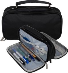 Estuche escolar de dos compartimentos desplegable Maaleo – Negro