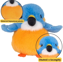 Pajarito de peluche azul y naranja con colgante 12 cm
