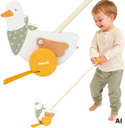 Viga PolarB oca de madera de empuje con palo para niños 12m+
