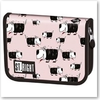 Estuche escolar de dos solapas rosa BAMBINO con perros