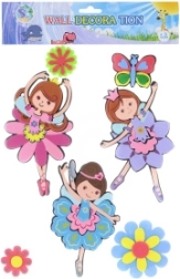 Decoración de pared de espuma Hadas y flores – set autoadhesivo para habitación infantil