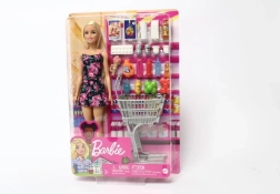 Muñeca Barbie de compras con carrito y accesorios