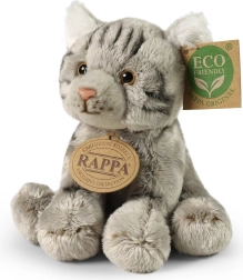 Gato de peluche gris sentado 14 cm eco-friendly