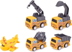 Set de pequeñas máquinas de construcción y avión de retroceso