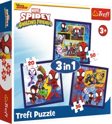 Puzzle Spidey: arañas y dinosaurios 3 en 1 (20, 36 y 50 piezas)