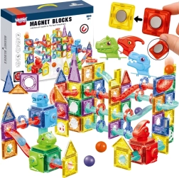 Set de construcción magnético 3D Woopie con pista de canicas, 170 piezas