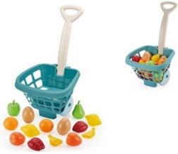 Cesta de la compra con frutas y verduras para niños