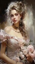 Pintura de diamantes Chica con rosas 30 × 40 cm