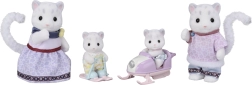 Sylvanian Families familia de leopardos de las nieves con scooter de nieve y esquís