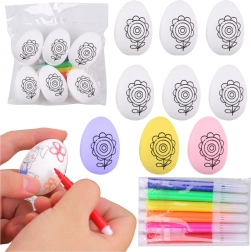 Set de huevos de Pascua de poliestireno para pintar con rotuladores, diseño floral, 6 uds