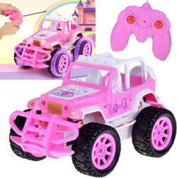 Coche RC todoterreno rosa para niñas con mando a distancia