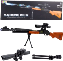 Rifle francotirador infantil con efectos, mira y trípode
