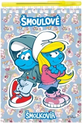 Bloc de notas de Los Pitufos con bolígrafo, anillas superiores con páginas rayadas y lisas, 15 × 22 cm