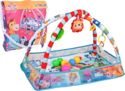 Alfombra de juego infantil y piscina de bolas seca con arco y juguetes colgantes