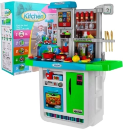 Cocina infantil interactiva 3+ con grifo de agua, luces y sonidos – Azul