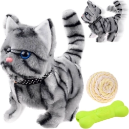 Adorable gatito interactivo gris: camina, maúlla y mueve la colita