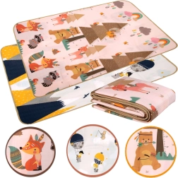 Alfombra educativa de espuma EPE de doble cara 150 × 180 cm montañas y animalitos