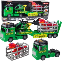 Kit de rescate con camión, helicóptero y dinosaurio