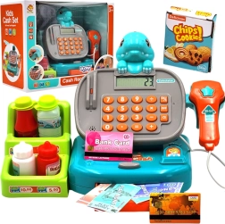 Woopie caja registradora infantil con estantería dino – azul