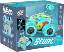 Coche RC transparente verde acrobático con LED y sonido