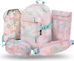 Baagl set escolar 5 uds Skate Sunset – mochila, estuche, bolsa, riñonera y funda para portátil