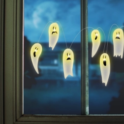 Decoración LED de Halloween para ventana con fantasmas, 85 cm