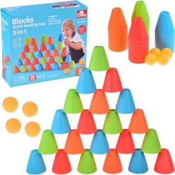 Juego de destreza Vasos Rápidos – vasos de construcción y pelotas para niños