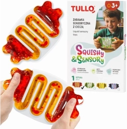 Pelota sensorial antiestrés con líquido y purpurina – naranja