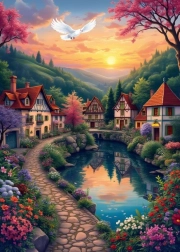Puzzle Pueblo junto al Agua 500 piezas