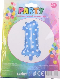 Globo número 1 azul con estrellitas