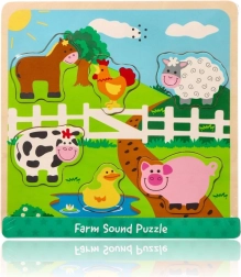 Puzle de sonido de madera – animales de granja
