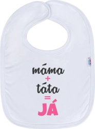 Babero infantil NEW BABY mamá + papá = yo – rosa