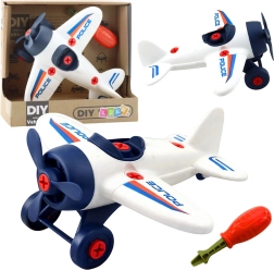 Avión policial creativo DIY para atornillar con destornillador