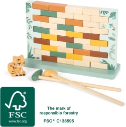 Muro Safari pequeño y tambaleante – juego de equilibrio de madera