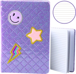 Cuaderno con purpurina con parches morado B6 80 hojas