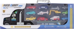 Camión con coches lanzadores y helicóptero, set de 12 vehículos