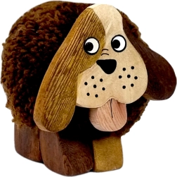 Figura de madera de perro con pompón XL