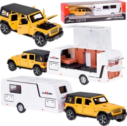 Todoterreno con caravana – modelo iluminado 1:32 – amarillo