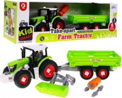 Tractor Desmontable con Remolque para Niños 3+ con Taladro y Destornillador