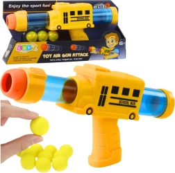 Pistolita para bolitas de espuma autobús escolar amarillo, 6 uds